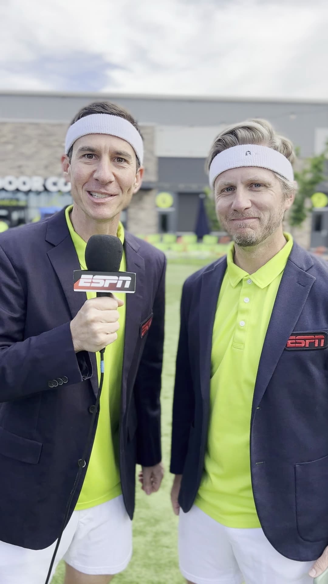 PaddleSmash cofounders commentating at a PaddleSmash tournament on ESPN2