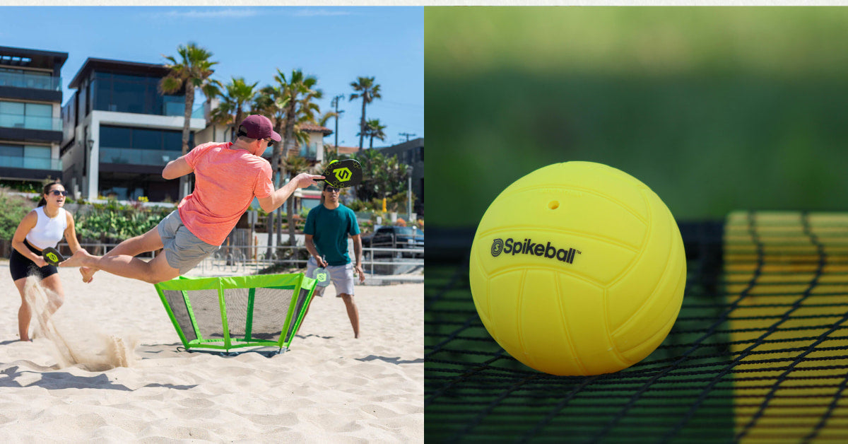  Friends playing paddlesmash and spikeball ball for comparison